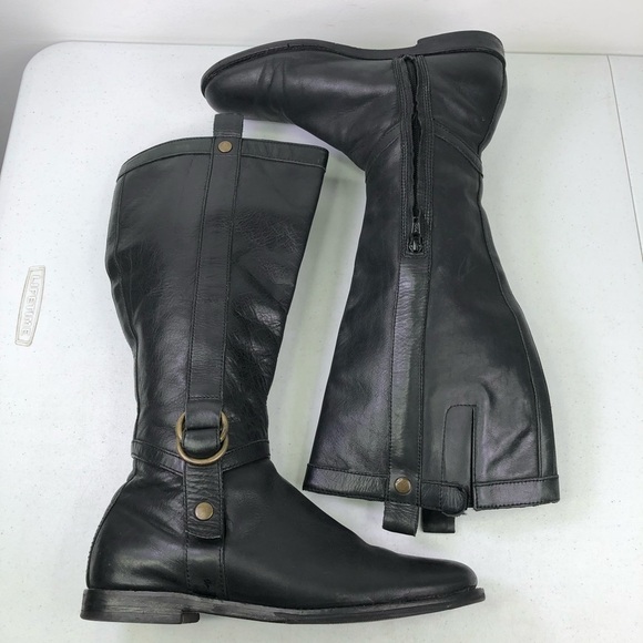 Cole Haan Black Leather Riding Boots Size 9B - Picture 2 of 9